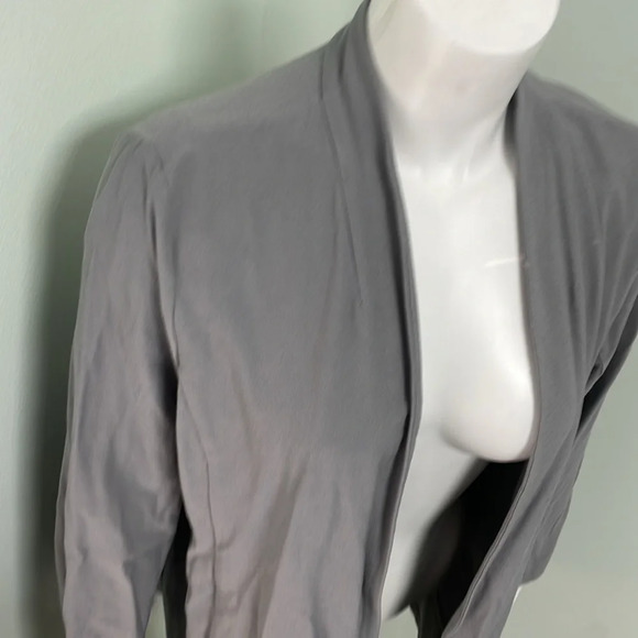 Eileen Fisher Washable Stretch Crepe Long Open Front Jacket Gray Petite Large - Picture 4 of 9